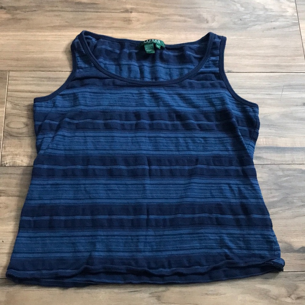 Lauren Ralph Lauren blue striped tank top size large petite
